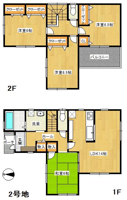 Floor plan. (No. 2 locations), Price 16.8 million yen, 4LDK, Land area 116.14 sq m , Building area 95.58 sq m