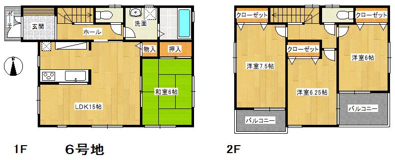 Floor plan. (No. 6 locations), Price 15.8 million yen, 4LDK, Land area 116.15 sq m , Building area 95.58 sq m