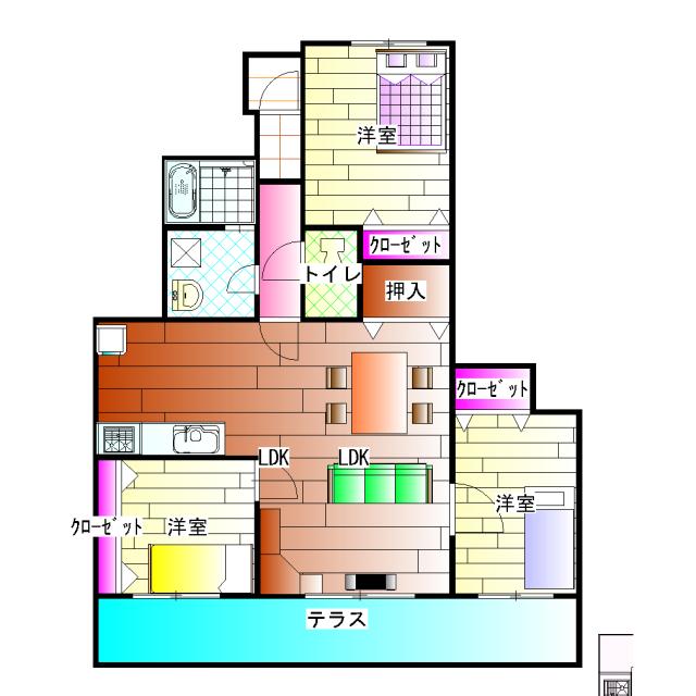 Floor plan. 3LDK, Price 18,800,000 yen, Footprint 70 sq m , If you are with a balcony area 14 sq m spacious, It has become a livable floor plan. Is a floor plan of the top floor unique luxury apartment.