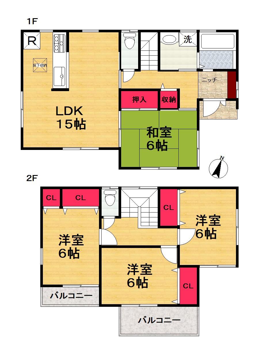 Floor plan. (No. 1 point), Price 20.8 million yen, 4LDK, Land area 130.38 sq m , Building area 95.58 sq m