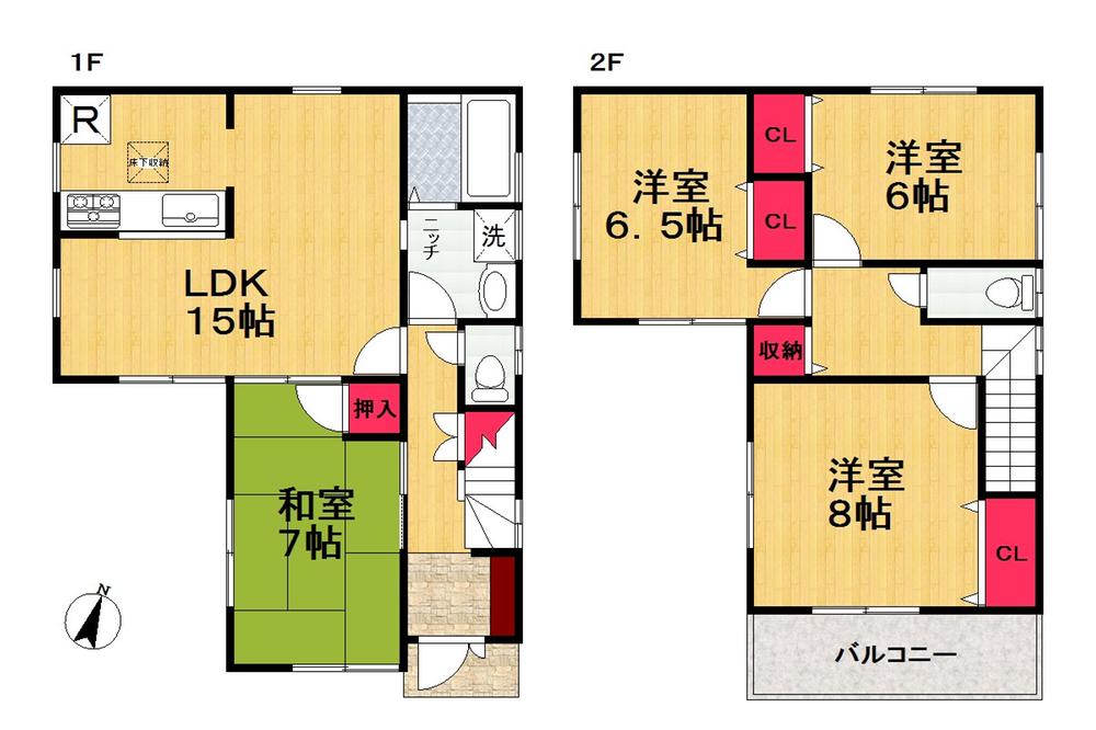 Floor plan. (No. 2 locations), Price 20,300,000 yen, 4LDK, Land area 130.38 sq m , Building area 98.01 sq m