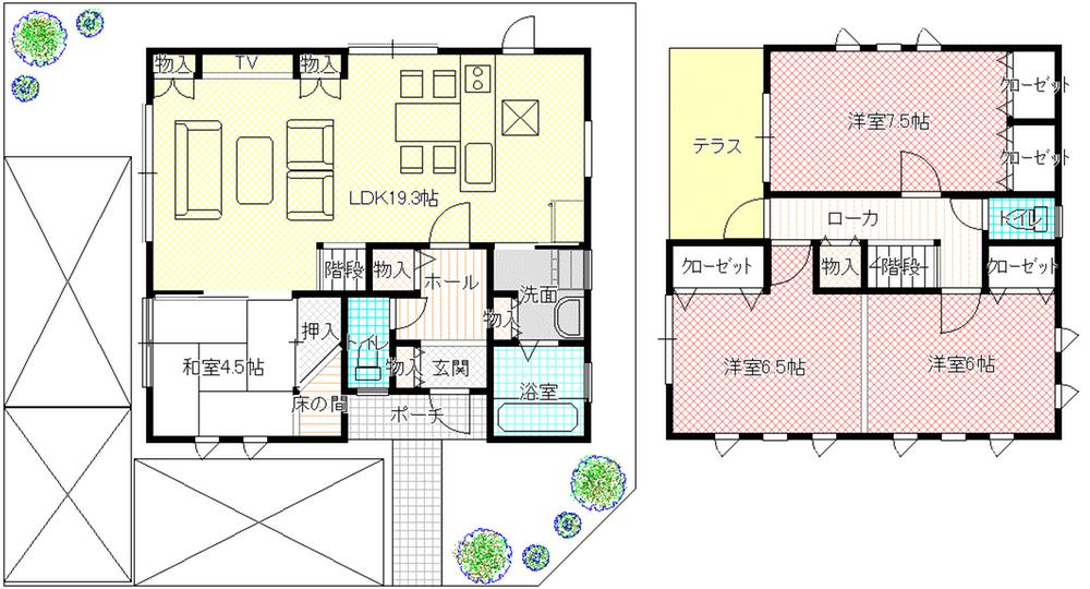 Floor plan. 24,800,000 yen, 4LDK, Land area 139.04 sq m , Building area 101.25 sq m 4LDK + garage three Allowed