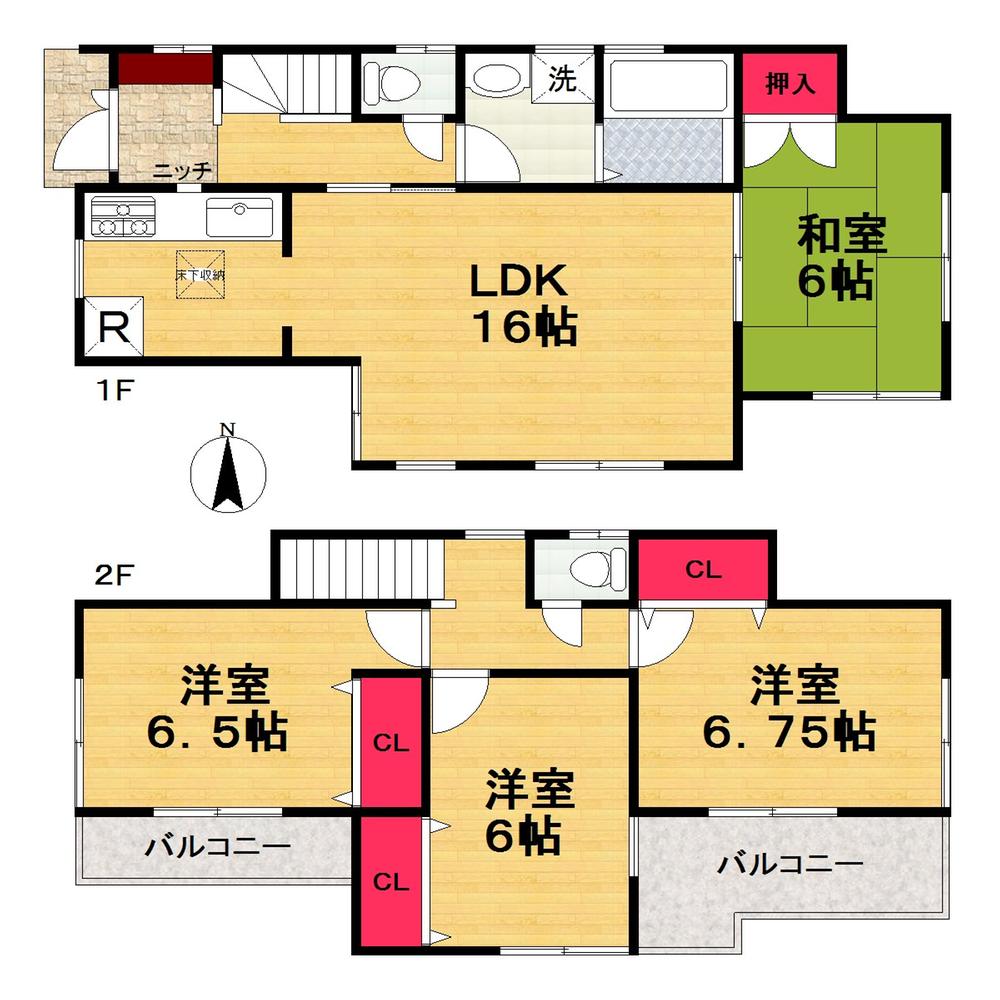 Floor plan. (No. 1 point), Price 21,800,000 yen, 4LDK, Land area 167.14 sq m , Building area 93.95 sq m