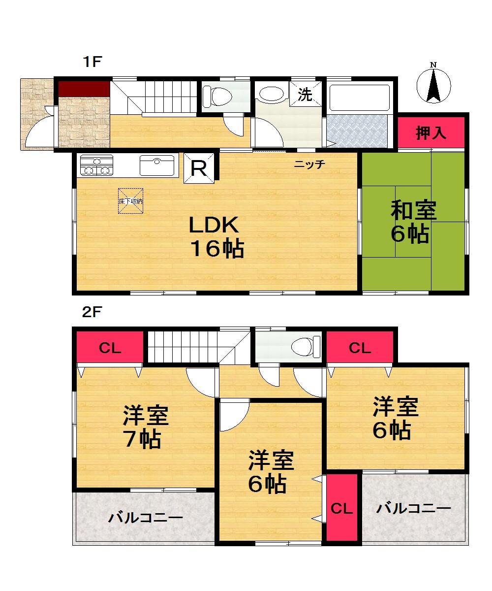 Floor plan. (No. 1 point), Price 16.8 million yen, 4LDK, Land area 116.15 sq m , Building area 94.77 sq m