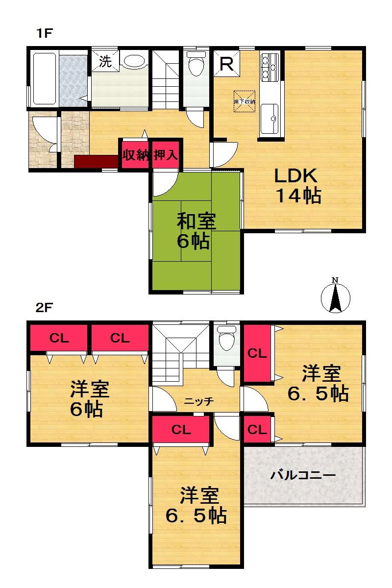 Floor plan. (No. 2 locations), Price 16.8 million yen, 4LDK, Land area 116.14 sq m , Building area 95.58 sq m