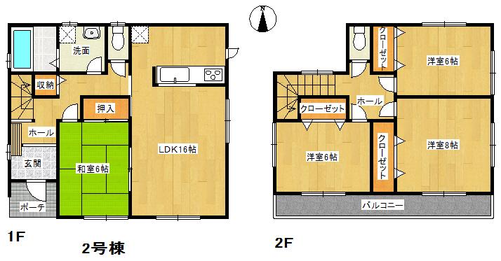Floor plan. (Building 2), Price 20.8 million yen, 4LDK, Land area 303.1 sq m , Building area 104.33 sq m