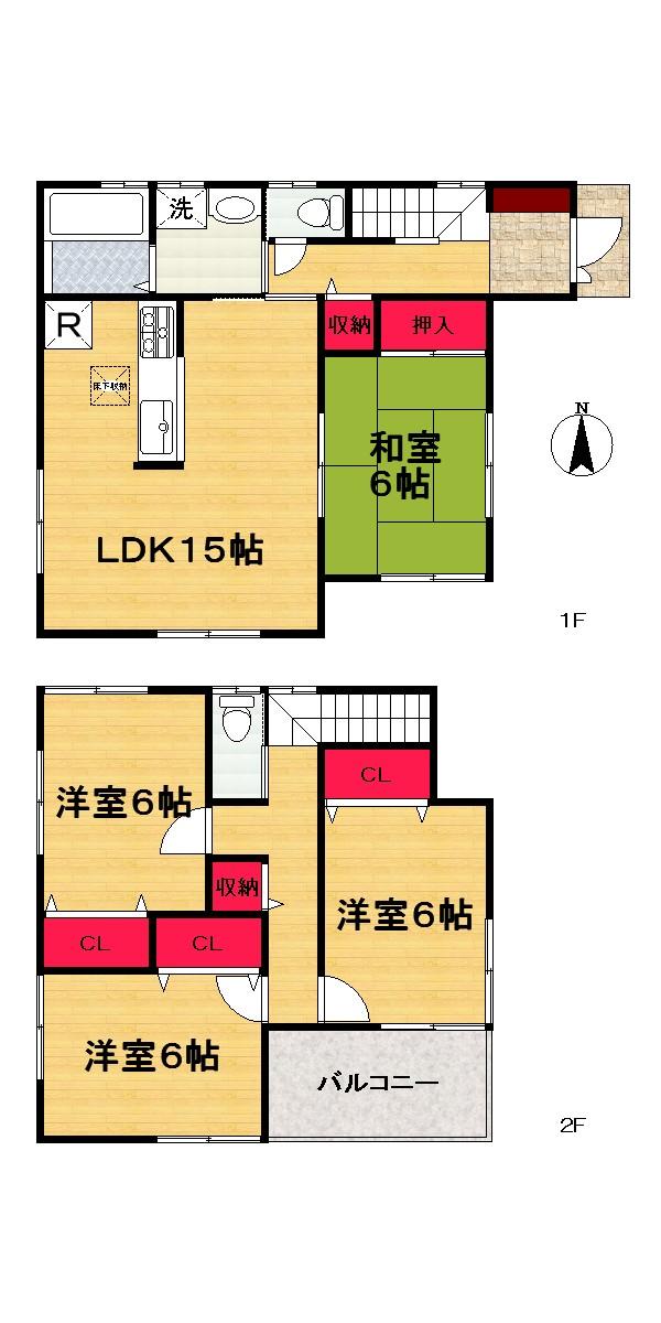 Floor plan. (No. 1 point), Price 19,800,000 yen, 4LDK, Land area 119.86 sq m , Building area 95.58 sq m