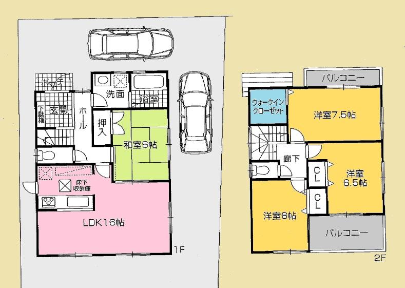 Floor plan. 14.8 million yen, 4LDK, Land area 154.51 sq m , Building area 98.82 sq m