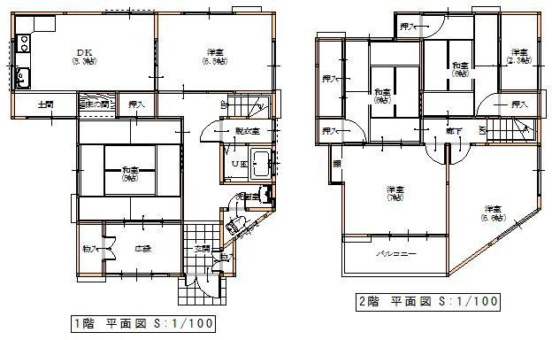 Floor plan. 8.5 million yen, 6DK + 2S (storeroom), Land area 110.76 sq m , Building area 120.12 sq m