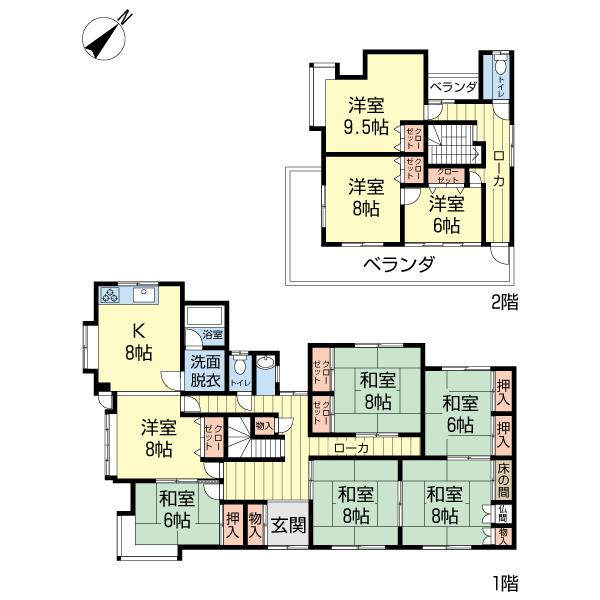 Floor plan. 17.8 million yen, 9DK, Land area 628.27 sq m , Building area 199.74 sq m