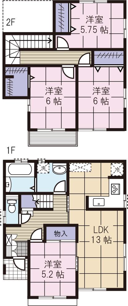Floor plan. 14.8 million yen, 4LDK, Land area 175.22 sq m , Building area 90.67 sq m