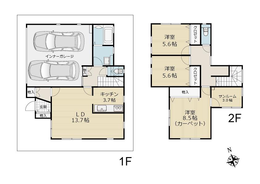 Floor plan. 20,980,000 yen, 3LDK + S (storeroom), Land area 130.51 sq m , Building area 131.34 sq m