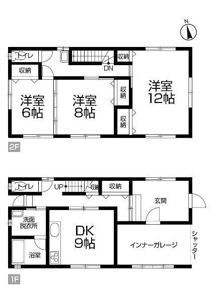 Floor plan. 14.8 million yen, 3DK, Land area 118.3 sq m , Winter peace of mind in the building area 83.45 sq m inner Garage