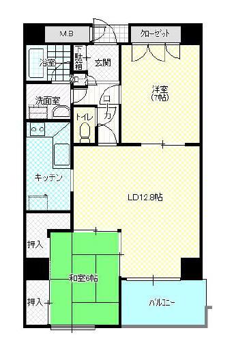 Floor plan. 2LDK, Price 8.8 million yen, Occupied area 69.51 sq m , Balcony area 5.33 sq m