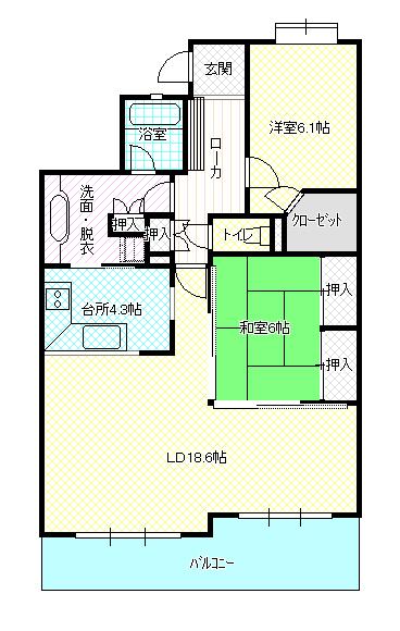 Floor plan. 2LDK, Price 15 million yen, Occupied area 76.54 sq m , Balcony area 14.01 sq m