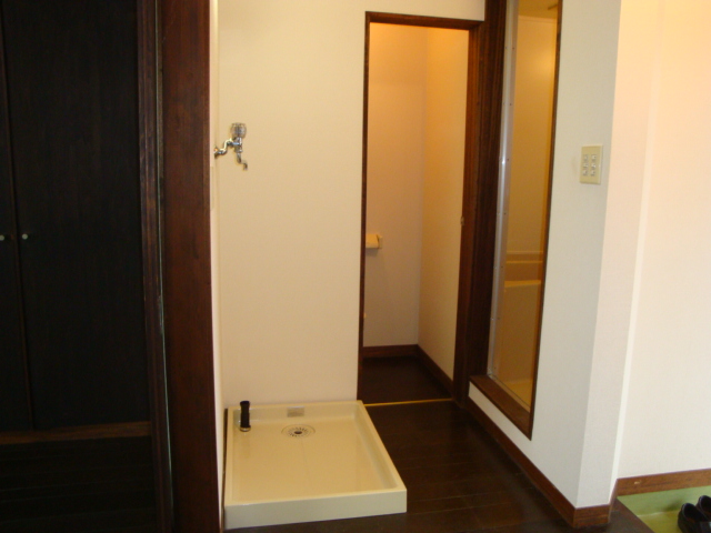 Washroom. I back is in the toilet in front is also the bath washing machine Storage !!