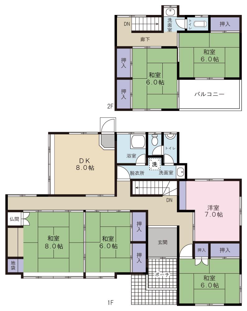 Floor plan. 8 million yen, 6DK, Land area 331.55 sq m , Building area 136.89 sq m