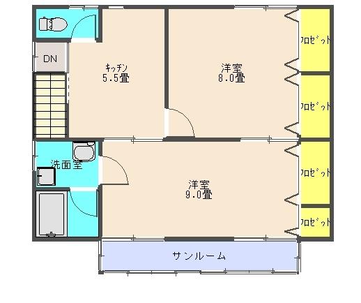 Floor plan. 15.5 million yen, 2DK, Land area 191.54 sq m , Building area 104.34 sq m 2 floor