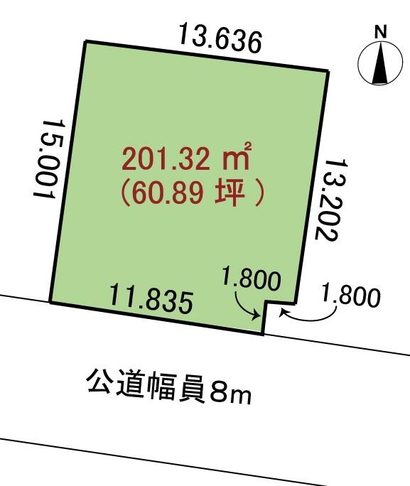 Compartment figure. Land price 11,150,000 yen, Land area 201.32 sq m