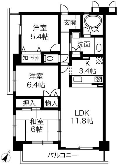 Floor plan. 3LDK, Price 18.9 million yen, Occupied area 72.74 sq m , Balcony area 12.03 sq m