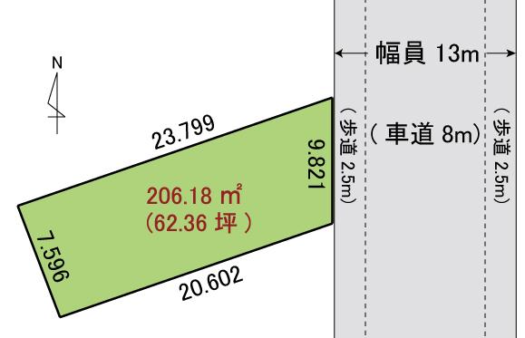 Compartment figure. Land price 11,670,000 yen, Land area 206.18 sq m