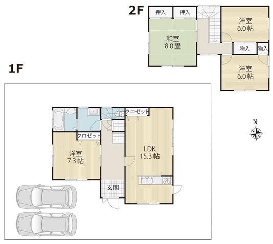 Floor plan. 13,980,000 yen, 4LDK, Land area 203.88 sq m , Building area 105.15 sq m
