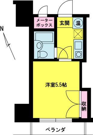 Floor plan. 1K, Price 2 million yen, Occupied area 17.42 sq m , Balcony area 2.79 sq m 1K