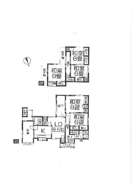 Floor plan. 10,980,000 yen, 6LK, Land area 170.49 sq m , Building area 141.84 sq m