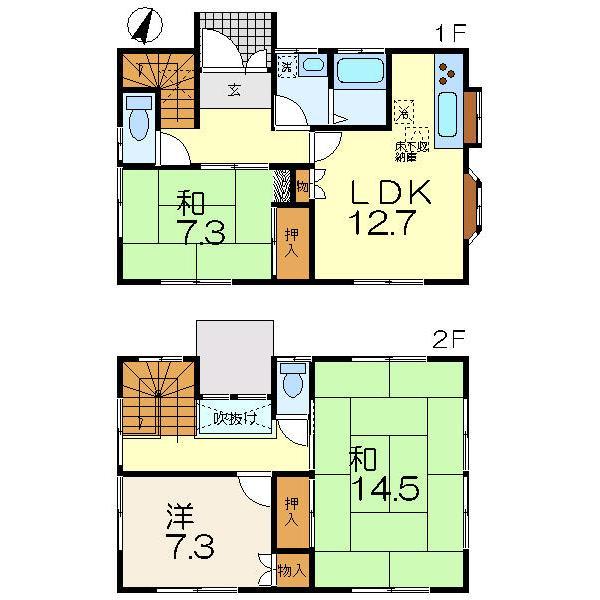 Floor plan. 12.8 million yen, 3LDK, Land area 252.47 sq m , Building area 103 sq m