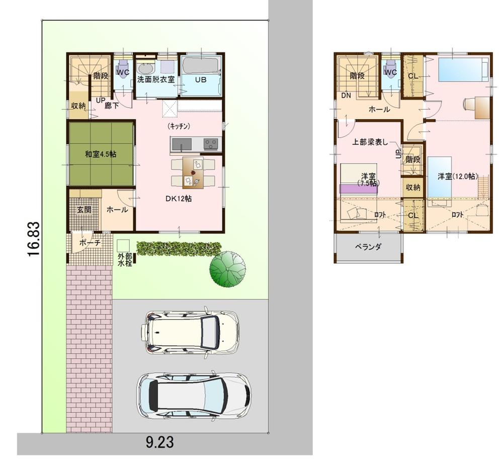 Building plan example (floor plan). Building reference plan (33.25 square meters)
