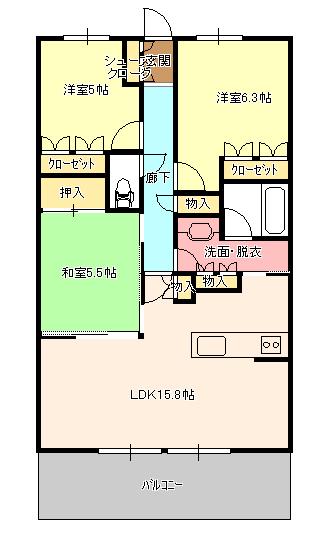 Floor plan. 3LDK, Price 18.5 million yen, Occupied area 72.12 sq m , Balcony area 12.24 sq m