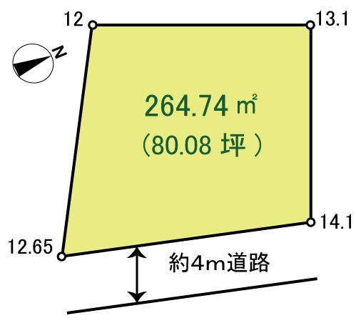 Compartment figure. Land price 6.9 million yen, Land area 264.74 sq m