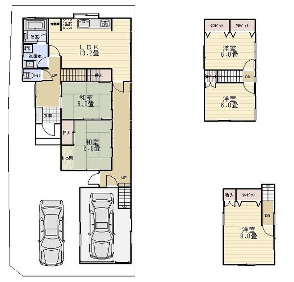 Floor plan. 15,380,000 yen, 5LDK, Land area 198.29 sq m , Building area 140.97 sq m