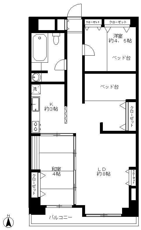 Floor plan. 2LDK, Price 3.8 million yen, Occupied area 56.16 sq m , Balcony area 6.48 sq m