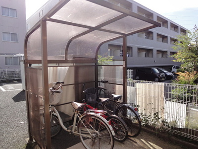 Other common areas. Bicycle parking lot with a roof