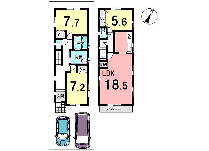 Floor plan. 21,980,000 yen, 3LDK, Land area 98.77 sq m , Building area 99.99 sq m