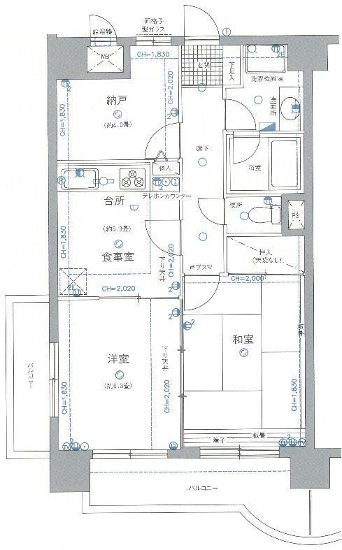 Floor plan. 2DK, Price 11.5 million yen, Occupied area 50.25 sq m , Balcony area 10.3 sq m