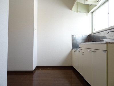 Kitchen. With east-facing small window in the kitchen