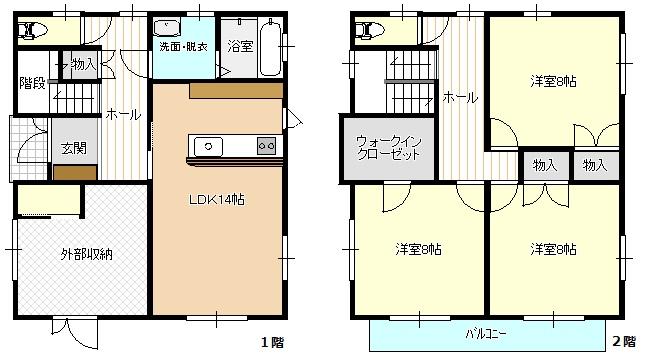Floor plan. 22.5 million yen, 3LDK + S (storeroom), Land area 165.4 sq m , Building area 118.08 sq m