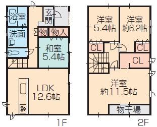 Floor plan. 21,800,000 yen, 4LDK, Land area 123.83 sq m , Building area 111.5 sq m