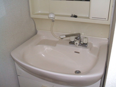 Washroom. Wash basin with shampoo dresser