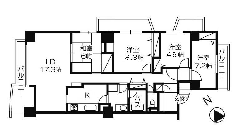 Floor plan. 4LDK, Price 24 million yen, Footprint 116.52 sq m , Balcony area 14.56 sq m