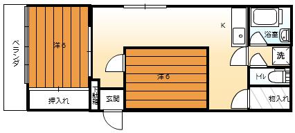 Floor plan. 2LDK, Price 3.3 million yen, Occupied area 44.18 sq m , Balcony area 2.5 sq m