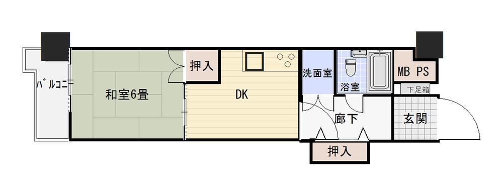 Floor plan. 1DK, Price 3.5 million yen, Occupied area 27.25 sq m , Balcony area 3.67 sq m