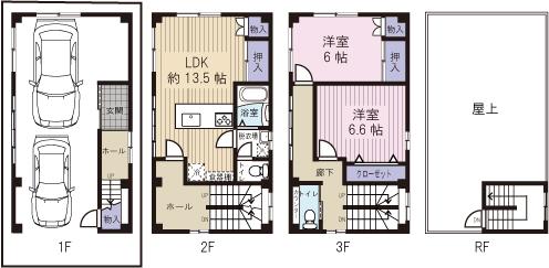 Floor plan. 16,900,000 yen, 2LDK, Land area 63.03 sq m , Building area 114.33 sq m