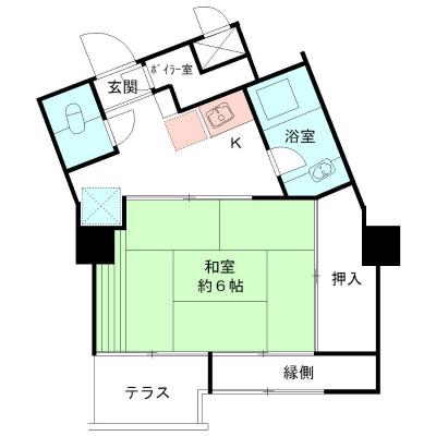 Floor plan. 1DK, Price 3.4 million yen, Occupied area 23.36 sq m