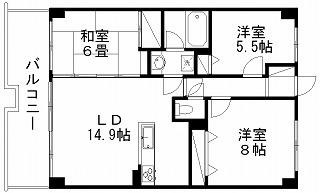 Floor plan. 3LDK, Price 23,700,000 yen, Footprint 72 sq m , Balcony area 12.9 sq m