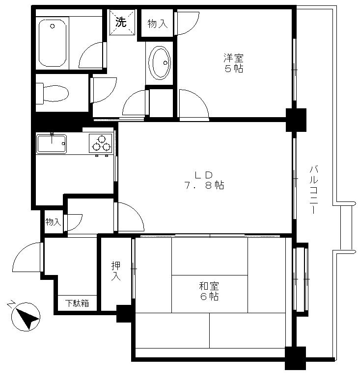 Floor plan. 2LDK, Price 10 million yen, Occupied area 54.27 sq m , Balcony area 8.8 sq m