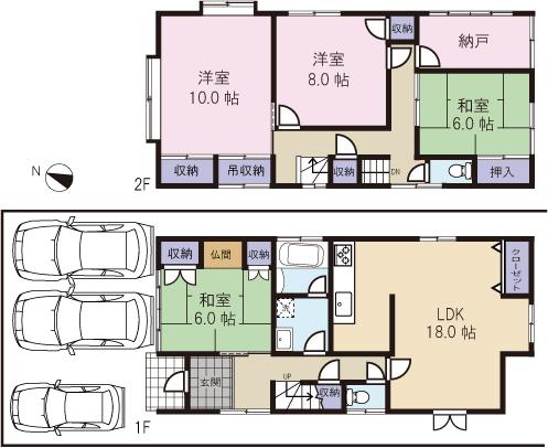 Floor plan. 19,980,000 yen, 4LDK, Land area 132.23 sq m , Building area 126.3 sq m