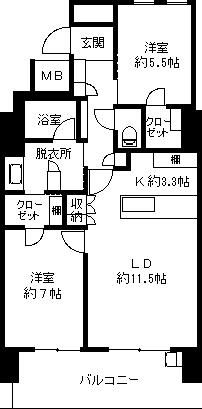 Floor plan. 2LDK, Price 28 million yen, Occupied area 66.86 sq m , Balcony area 13.1 sq m